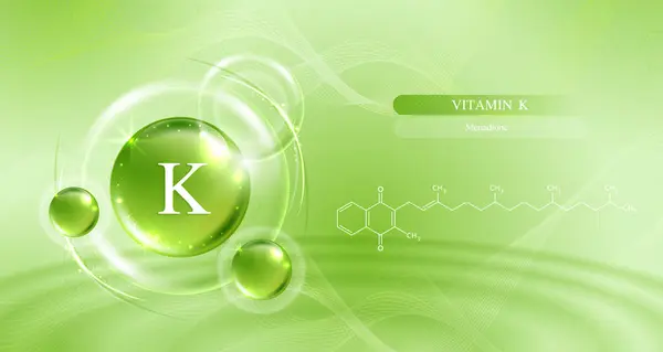 维生素K和结构 含有天然化学配方的维生素复合物 美容疗法营养护肤设计 医学和科学概念 矢量设计 免版税图库插图