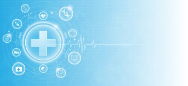 sağlık ve bilim ikonu desenli tıbbi yenilik kavramı arka plan vektör tasarımı.