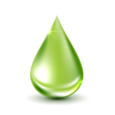 Serum dokusu, beyaz arkaplanda su damlası. Güzellik derisi kozmetikleri için vitamin kollajen serumu. Tıbbi bilimsel kavramlar. yeşil damlacık vektör tasarımı.