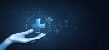 Sağlık hizmetleri ikonu için el ele tutuşma ikonu. Sağlık sigortası konsepti. Hastane için sağlık sigortası işi. tıbbi ağ bağlantısı. 