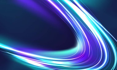 Işık çizgisi, fiber optik, hız çizgisi, 5g ya da 6G teknolojili kablosuz veri transferi için fütüristik arka plan, soyut olarak yüksek hızlı internet. İnternet ağı konsepti. vektör tasarımı.