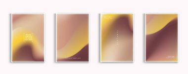 Gradyan arka plan vektör kümesi. Yumuşak sarı, erik tonları, modern sıvı doku tasarım konsepti. Uygulama, web tasarımı, web sayfaları, afişler, tebrik kartları için soyut bir arkaplan. Vektör tasarımı.