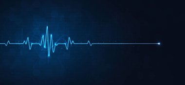 Kalp atışı ve nabız. Dünya Kalp Günü. Hasta kalbinin fonksiyonlarını kontrol etmek için sağlık hizmetleri tıbbi odaklı kalp atışı. Tıbbi uygulamalar, web siteleri ve hastane için modern basit tasarım. vektör.