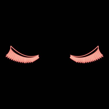 Neon kirpik kırmızı renk vektör resimleme düz stil ışık