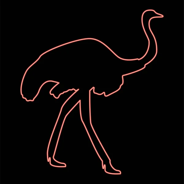 ネオンダチョウ赤ベクトルイラストイメージフラットスタイルの光 — ストックベクタ