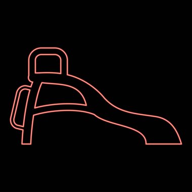 Çocuklar için neon slayt kırmızı renk vektör resimleme düz stil ışık