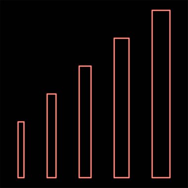 Neon büyüme grafiği kırmızı renk vektör resimleme düz stil ışık