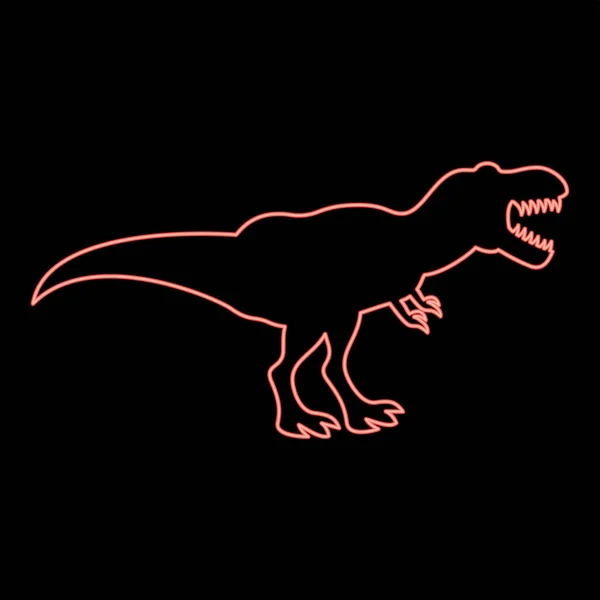 Neon Dinosaur Tyrannosaurus Rex Red Color Vector Illustration Image Flat — Stock Vector