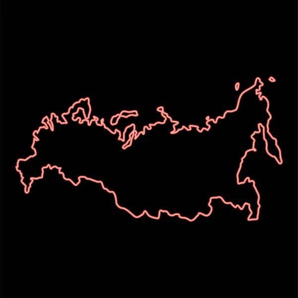 Mapa Néon Cor Vermelha Russa Vetor Ilustração Imagem Luz Estilo —  Vetores de Stock