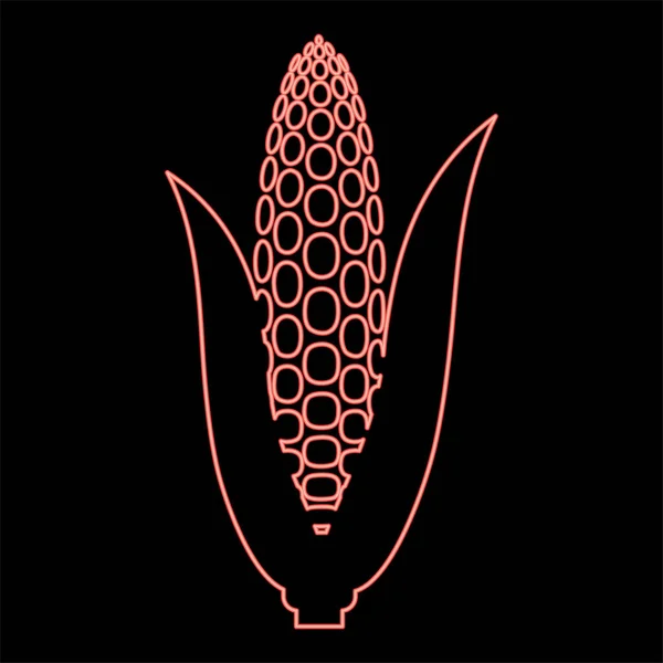 Неонова Кукурудза Червоного Кольору Векторні Ілюстрації Зображення Плоский Стиль Світла — стоковий вектор