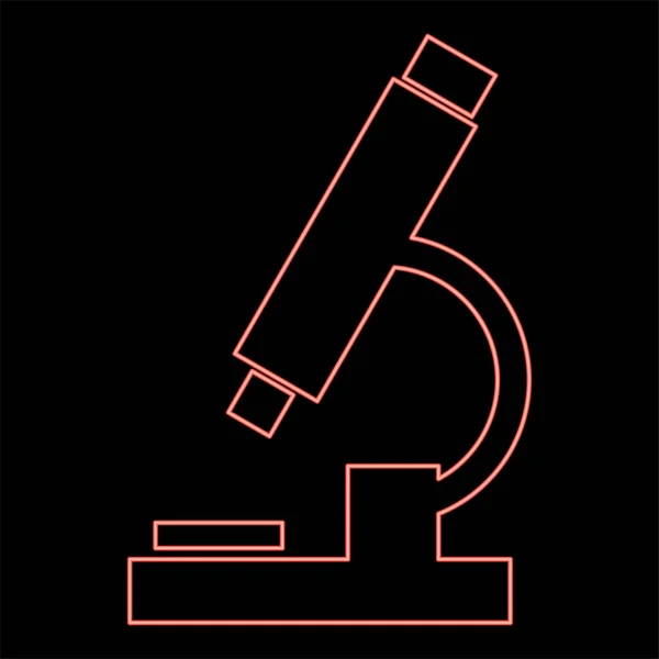 Neon Mikroskop Rot Farbvektor Illustration Bild Flachen Stil Licht — Stockvektor