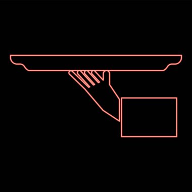 Tepsi kırmızı renk vektör illüstrasyon resim düz stil ışık ile neon el