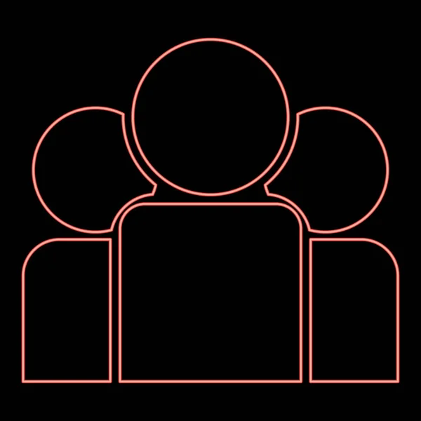 Neon Team Persone Colore Rosso Vettore Illustrazione Immagine Piatto Stile — Vettoriale Stock