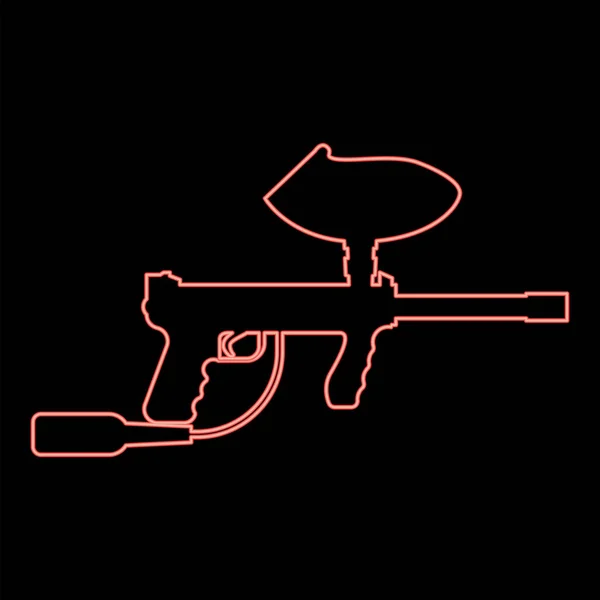 Neon Fegyverek Paintball Piros Színű Vektor Illusztráció Kép Lapos Stílusú — Stock Vector