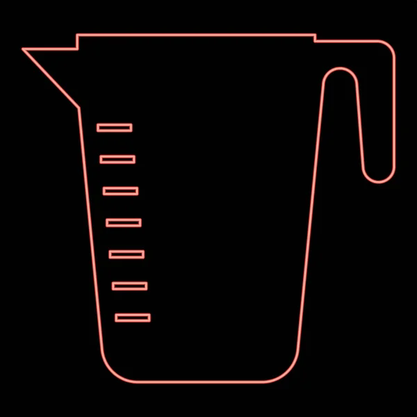 Neon Messkapazität Tasse Rot Farbe Vektor Illustration Bild Flachen Stil — Stockvektor