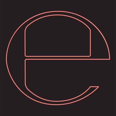 Neon tahmini işareti e işareti ve kırmızı renk vektör illüstrasyon resmi düz biçim ışık