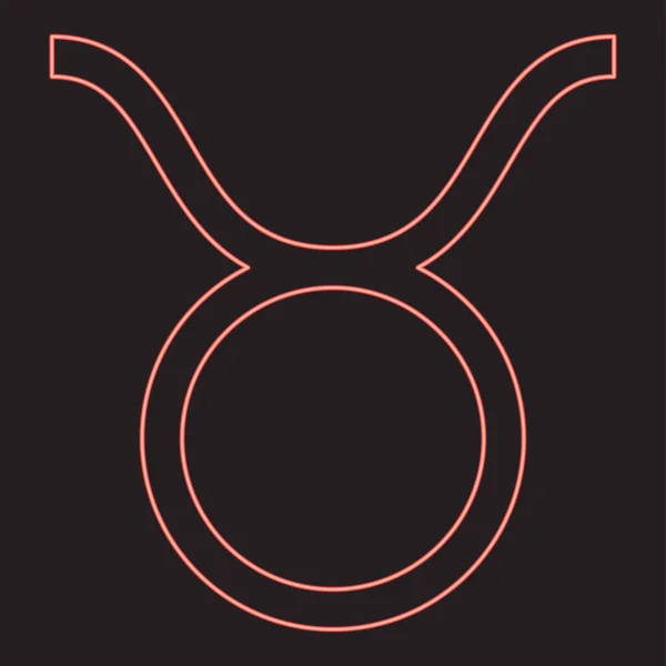Neon Taurus Σύμβολο Κόκκινο Χρώμα Διάνυσμα Εικονογράφηση Εικόνα Επίπεδη Στυλ — Διανυσματικό Αρχείο