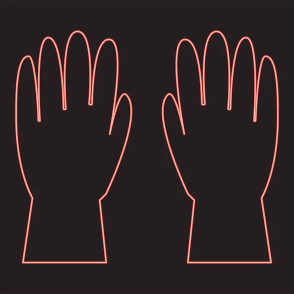 ネオン作業手袋赤いカラーベクトルイラストイメージフラットスタイルライト — ストックベクタ