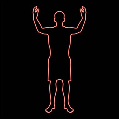 Neon adam mutlu herhangi biriyle tanışır Neon konsept toplantı keyif ön görünüm ikonkırmızı renk vektör ilüstrasyon resim düz ışık