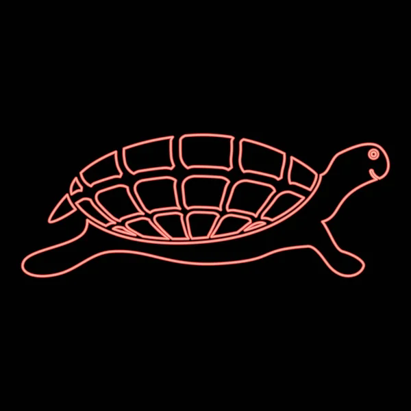 Neon Turtle Tortoise Iconred Color Vector Illustration Image Flat Style — Stock Vector