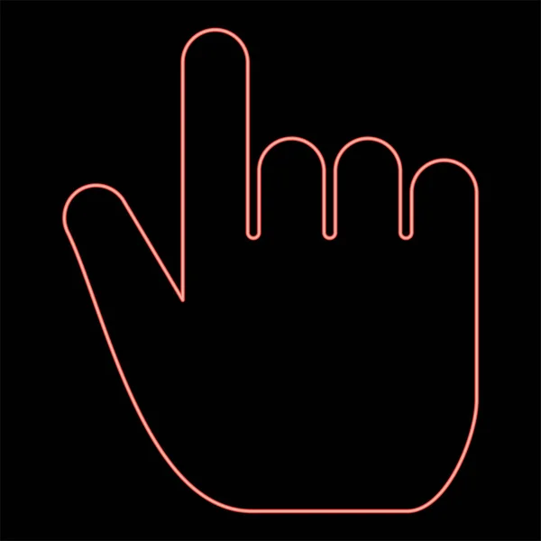 Neon Hand Punt Selecteren Verklaren Index Vinger Wijsvinger Voor Klik — Stockvector
