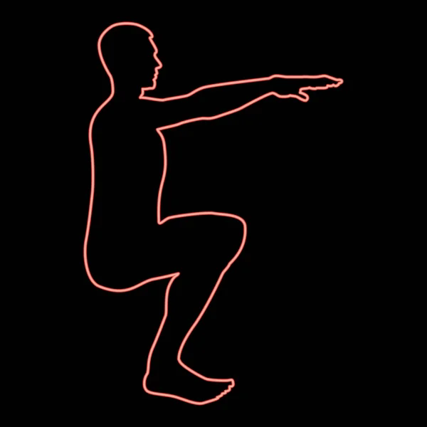 Неонова Прив Язана Людина Робить Вправи Привабливі Спортивні Дії Чоловічі — стоковий вектор