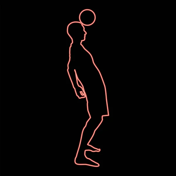 Νέον Ποδοσφαιριστής Χτυπώντας Κεφάλι Μπάλα Σιλουέτα Κεφαλιά Εικονογραφημένο Χρώμα Διάνυσμα — Διανυσματικό Αρχείο