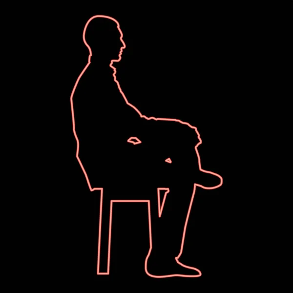 Homem Néon Sentado Pose Jovem Homem Senta Uma Cadeira Com — Vetor de Stock