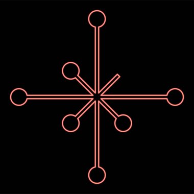 Neon huşu aegishjalmur ya da egishjalmur galdrav kırmızı renk vektör illüstrasyon görüntüsü düz ışık