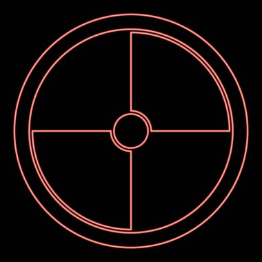 Neon viking kalkan kırmızı renk vektör resimleme düz stil ışık