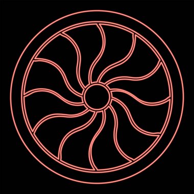 Neon viking kalkan kırmızı renk vektör resimleme düz stil ışık