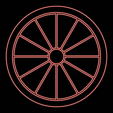 Neon viking kalkan kırmızı renk vektör resimleme düz stil ışık