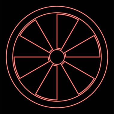 Neon viking kalkan kırmızı renk vektör resimleme düz stil ışık