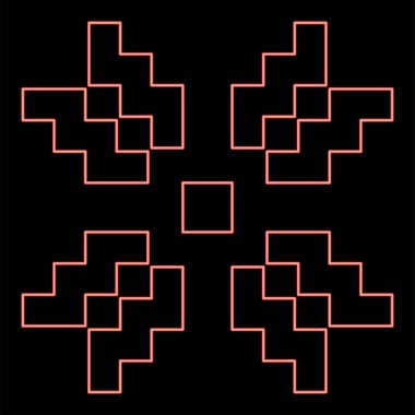 Neon İskandinav desenli kırmızı renk vektörü illüstrasyon resmi düz stil ışık