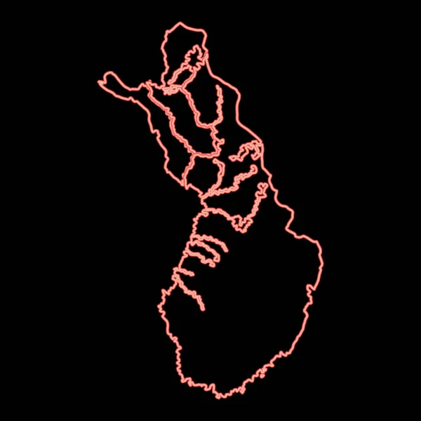 Mapa Neón Finlandia Vector Color Rojo Imagen Ilustración Estilo Plano — Vector de stock