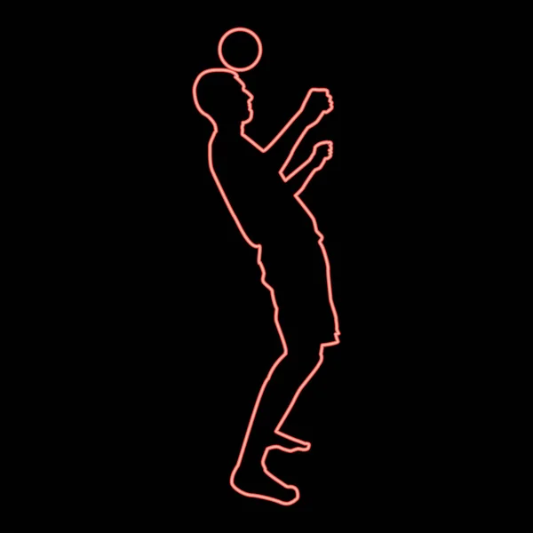 Neon Mann Tritt Den Ball Auf Den Kopf Fußballer Zapft — Stockvektor