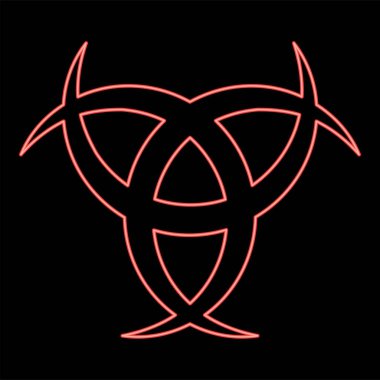 Neon boynuzu Odin 'in üç boynuzu kırmızı renk vektör illüstrasyon düz resim tarzı ışık