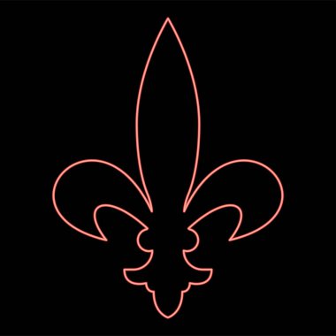 Neon heraldik sembolü Heraldry liya sembolü Fleur-de-lis Royal French heraldry stili kırmızı renk vektör ilüstrasyon düz resim ışık biçimi