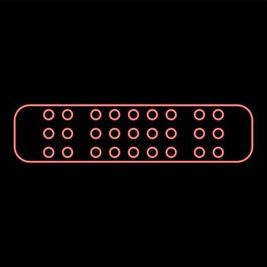 Neon yapıştırıcı Bandaj Tıbbi sıva simgesi siyah renk vektör illüstrasyonu düz resim kırmızı renk çizimi düz ışık biçimi