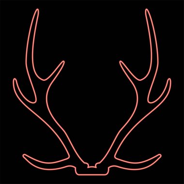 Neon boynuzu Kavramı ödülü kırmızı renk vektör illüstrasyon resmi düz stil ışık