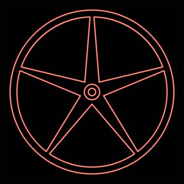 Neon sheave Pulley for engine washing machine Crosshead red color vector illustration image flat style light