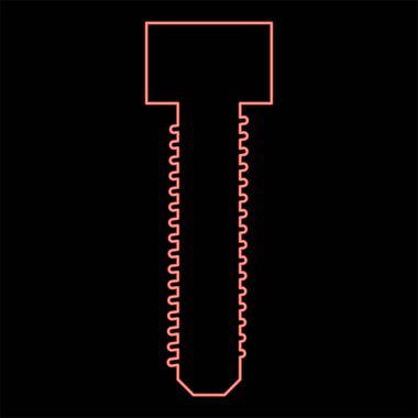 Neon screw bolt Dag red color vector illustration image flat style light