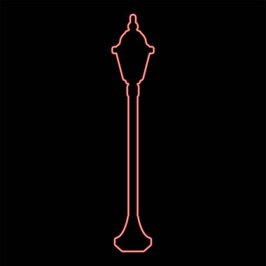 Neon street lamp lantern red color vector illustration image flat style light