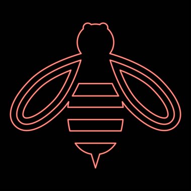 Neon bee honey red color vector illustration image flat style light