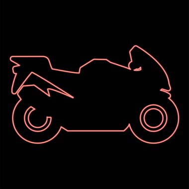 Neon motorbike silhouette motorcycle sport bike red color vector illustration image flat style light