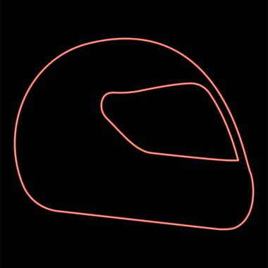 Neon helmet motorcycle racing sport red color vector illustration image flat style light