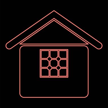 Neon home red color vector illustration image flat style light