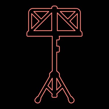 Neon music stand easel Reading-stand red color vector illustration image flat style light