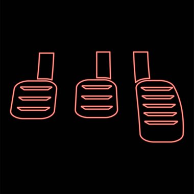 Neon pedals brake clutch accelerator manual transmission car red color vector illustration image flat style light