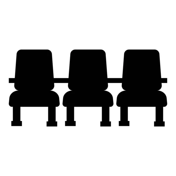 Kino Stuhl Stühle Drei Symbol Schwarz Farbvektor Illustration Bild Flachen — Stockvektor